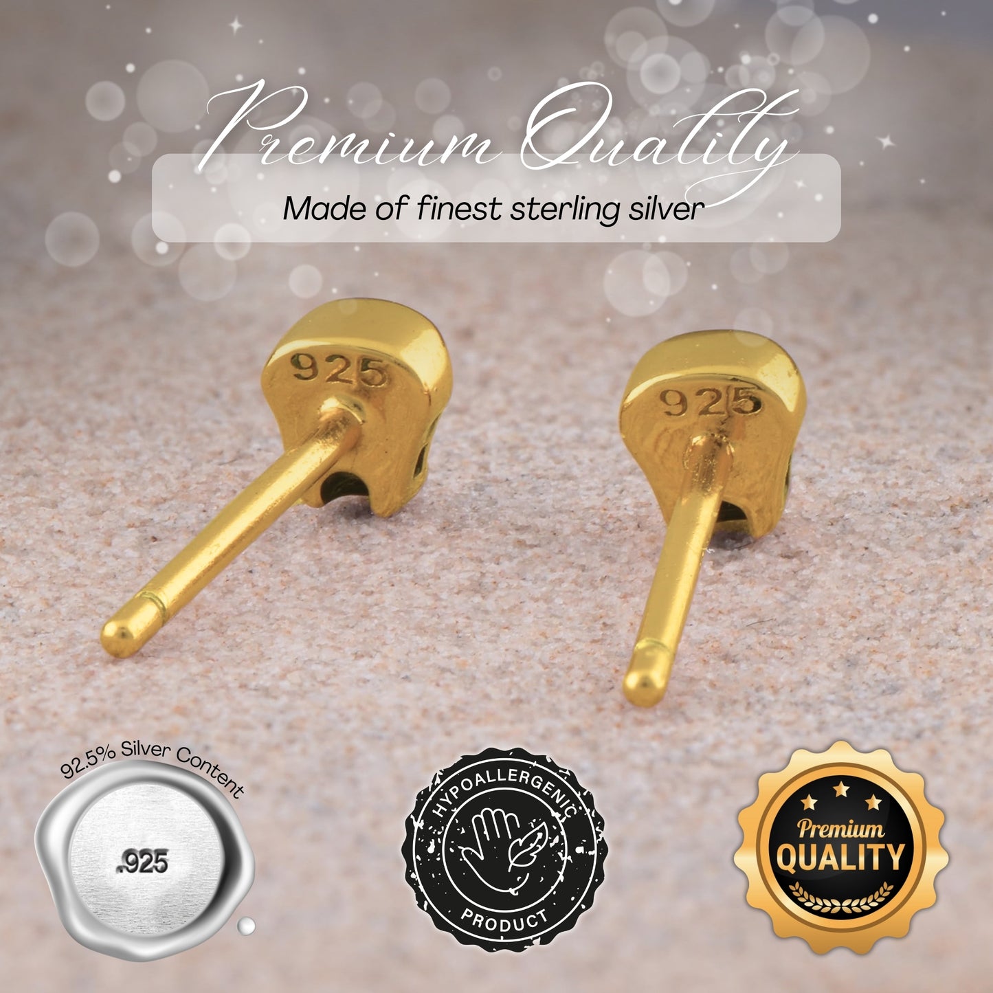 Women's 14K Yellow Gold Over Silver Tiny Skull Stud Earrings