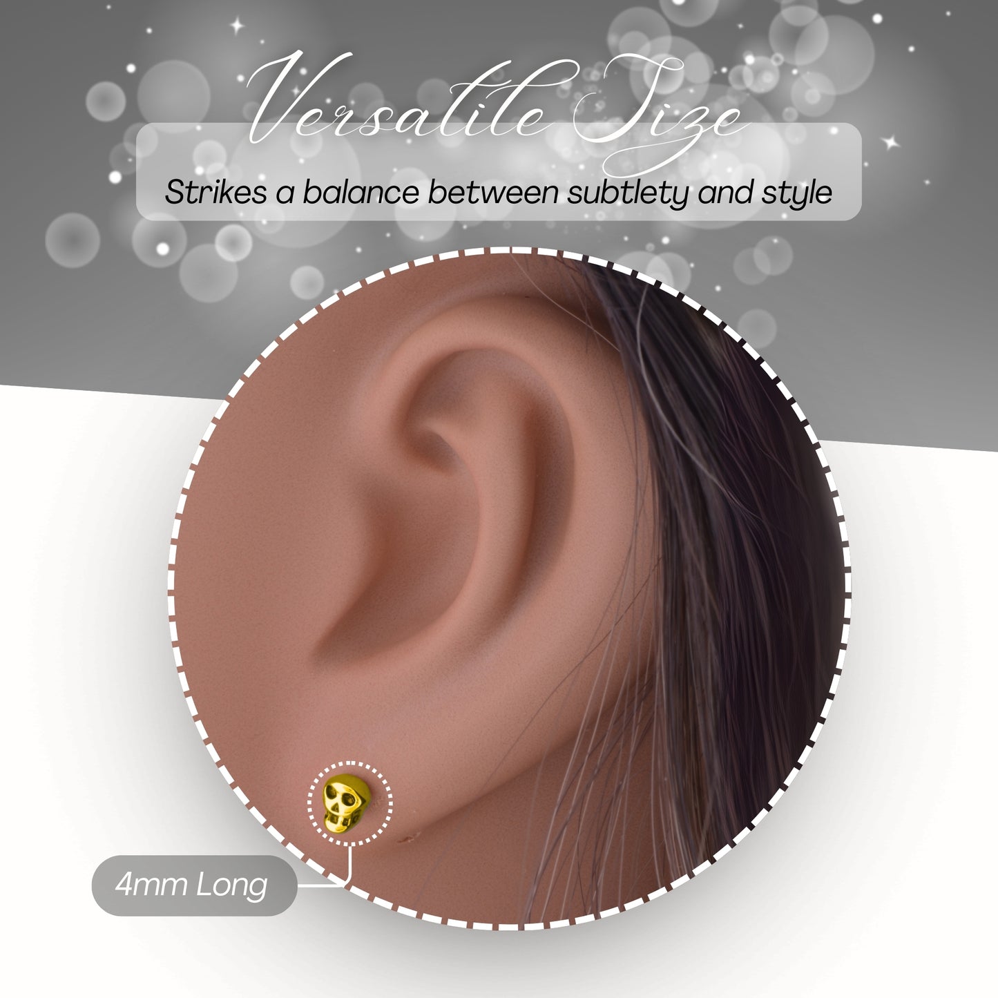 Women's 14K Yellow Gold Over Silver Tiny Skull Stud Earrings