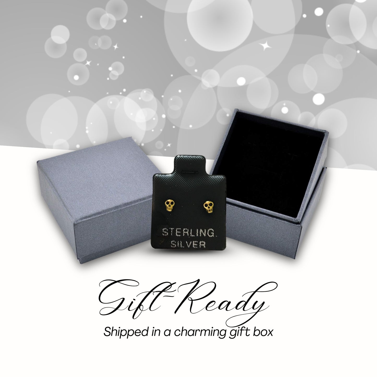 Women's 14K Yellow Gold Over Silver Tiny Skull Stud Earrings