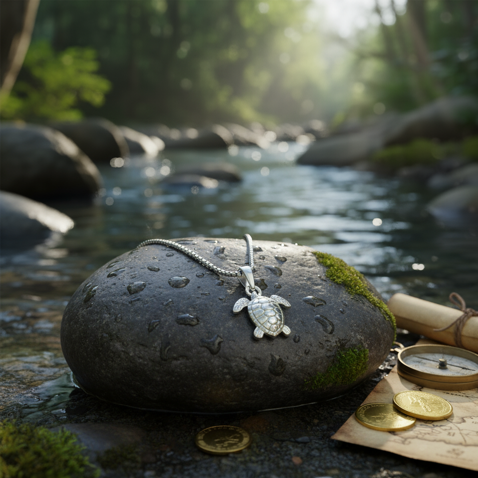 SilverCloseOut 925 Sterling Silver Womens Small Sea Turtle Necklace Silver Girls Sea Turtle Charm Necklace