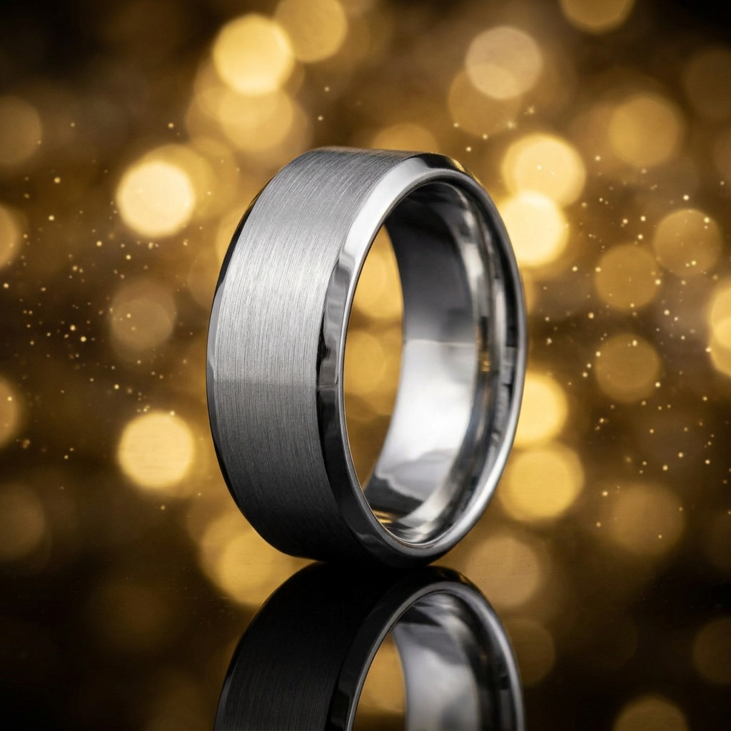 Sterling Silver 8mm Brushed Matte Beveled Edge Wedding Band Ring for Men life4