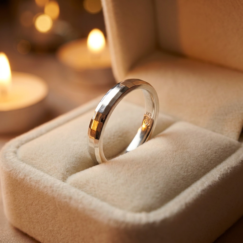 Sterling Silver 2.5mm Faceted Pattern Wedding Band Ring for Women life3