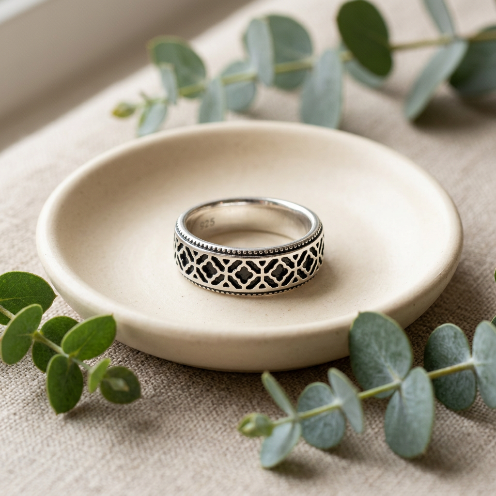 Sterling Silver 6mm Quatrefoil Lattice Wedding Band Ring, Unisex life2