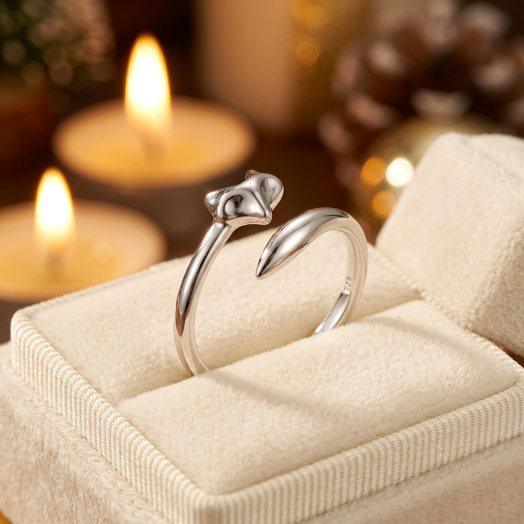 Sterling Silver Fox Adjustable Wrap Ring for Women life3