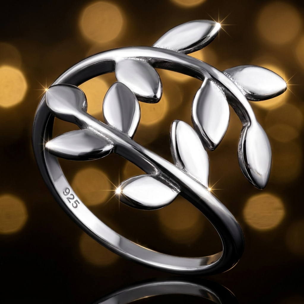 Sterling Silver 1.4mm Leaf Vine Adjustable Wrap Ring for Women life4