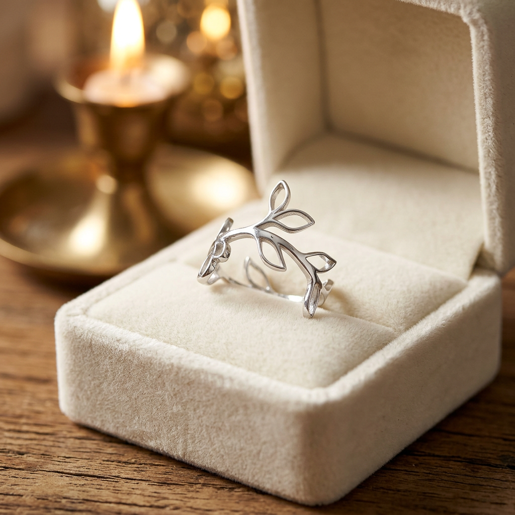 Sterling Silver 9.2mm Open Leaf Branch Vine Statement Ring for Women life3