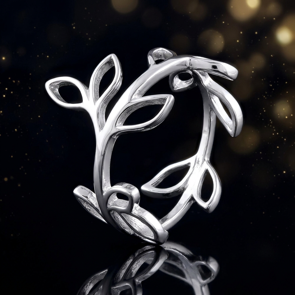Sterling Silver 9.2mm Open Leaf Branch Vine Statement Ring for Women life4
