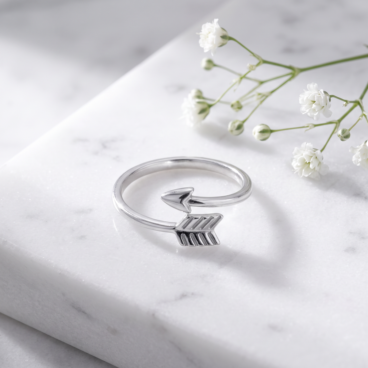 Sterling Silver 1.6mm Bypass Arrow Stacking Ring for Women life1