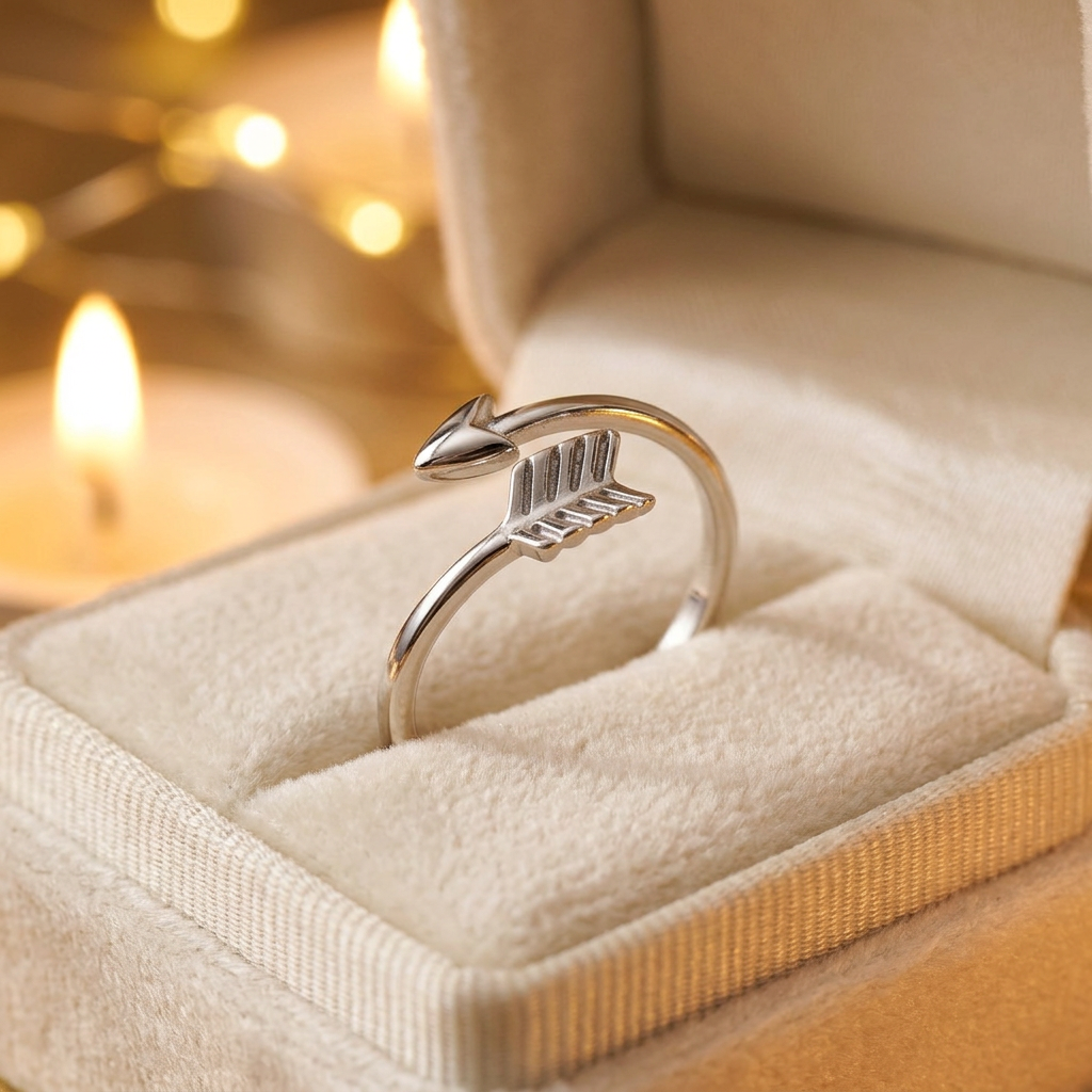 Sterling Silver 1.6mm Bypass Arrow Stacking Ring for Women life3