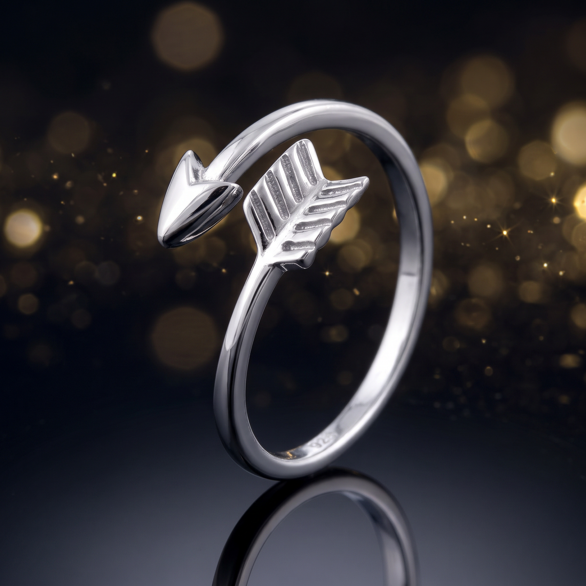Sterling Silver 1.6mm Bypass Arrow Stacking Ring for Women life4
