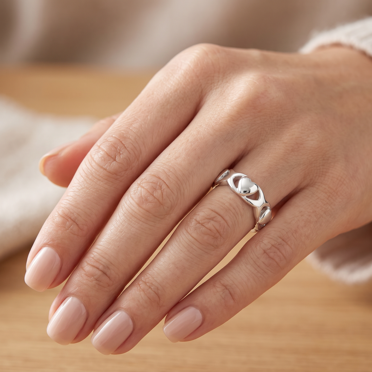 Sterling Silver Hearts and Kisses Eternity Band Ring for Women model