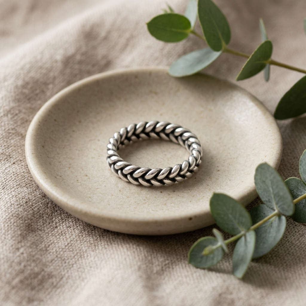 Sterling Silver 3.7mm Braided Rope Stacking Ring, Unisex life2