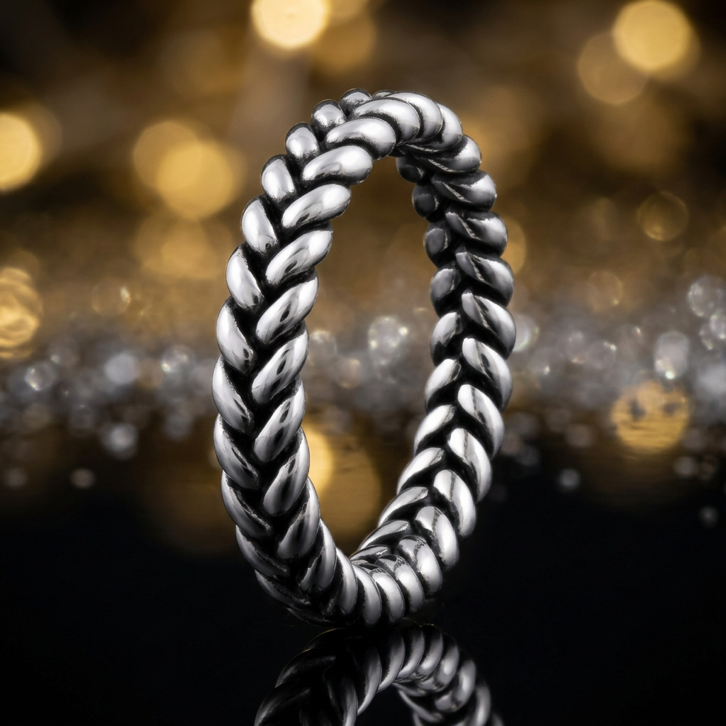 Sterling Silver 3.7mm Braided Rope Stacking Ring, Unisex life4