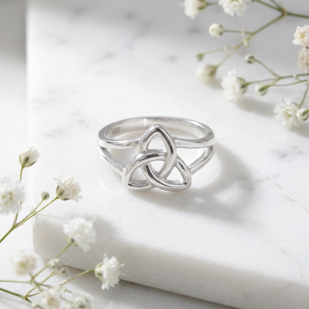 Sterling Silver Celtic Triquetra Trinity Knot Ring for Women life1