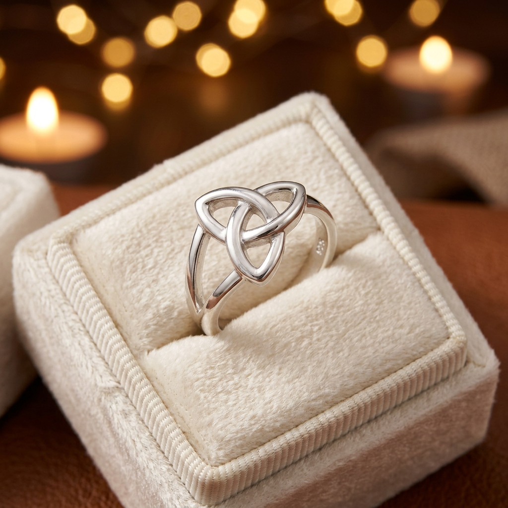 Sterling Silver Celtic Triquetra Trinity Knot Ring for Women life3