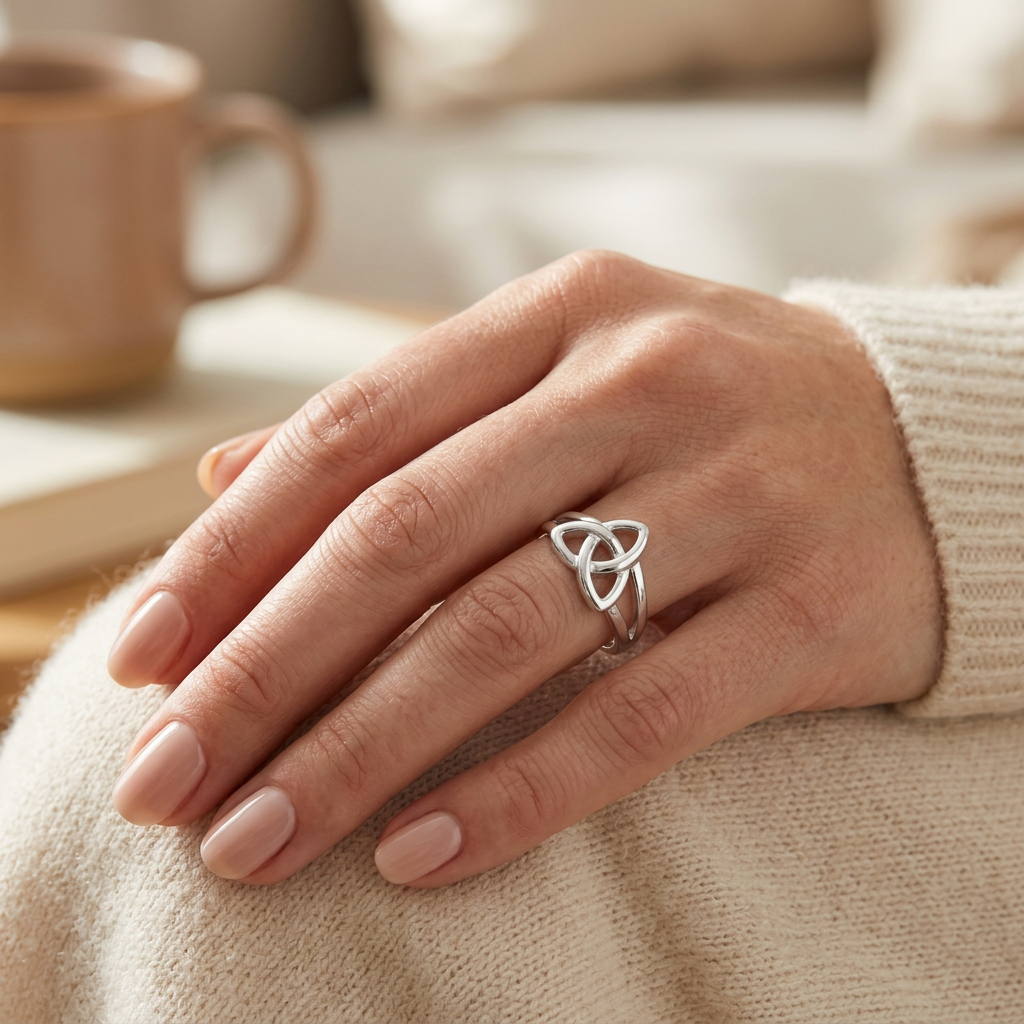 Sterling Silver Celtic Triquetra Trinity Knot Ring for Women model