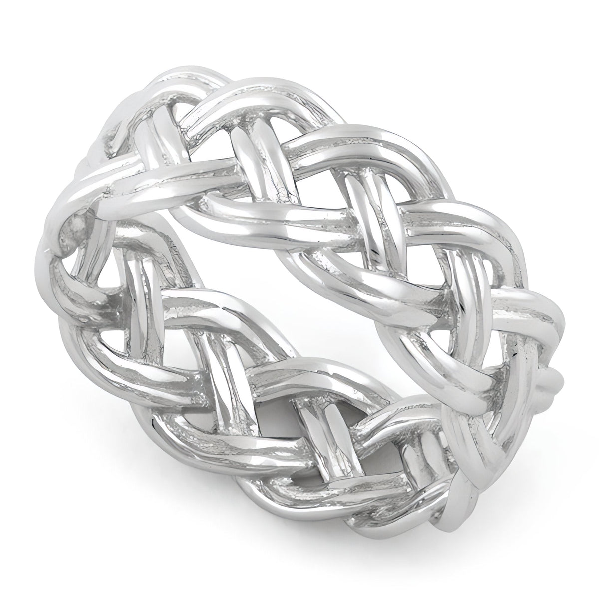 Sterling Silver 7.4mm Openwork Celtic Braided Weave Band Ring, Unisex