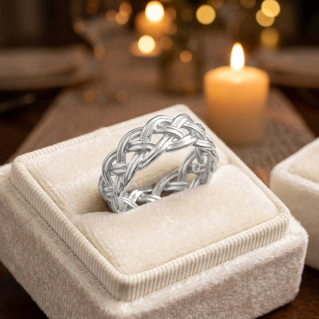 Sterling Silver 7.4mm Openwork Celtic Braided Weave Band Ring, Unisex life3