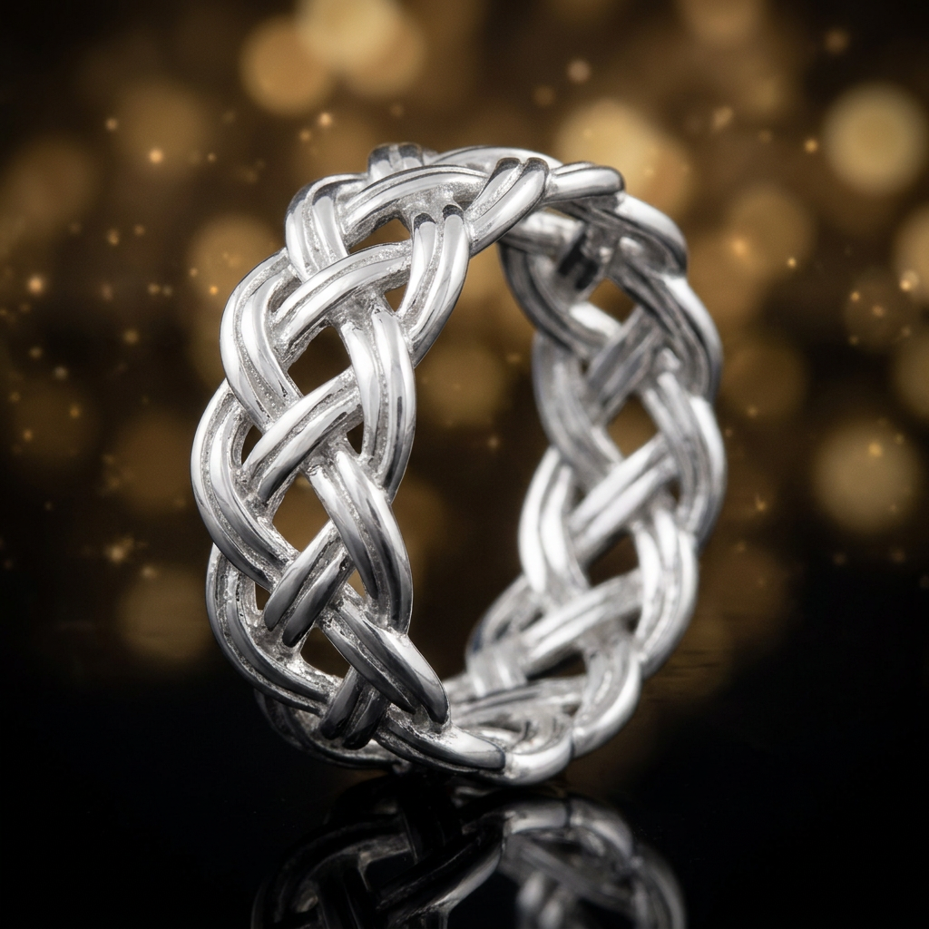 Sterling Silver 7.4mm Openwork Celtic Braided Weave Band Ring, Unisex life4