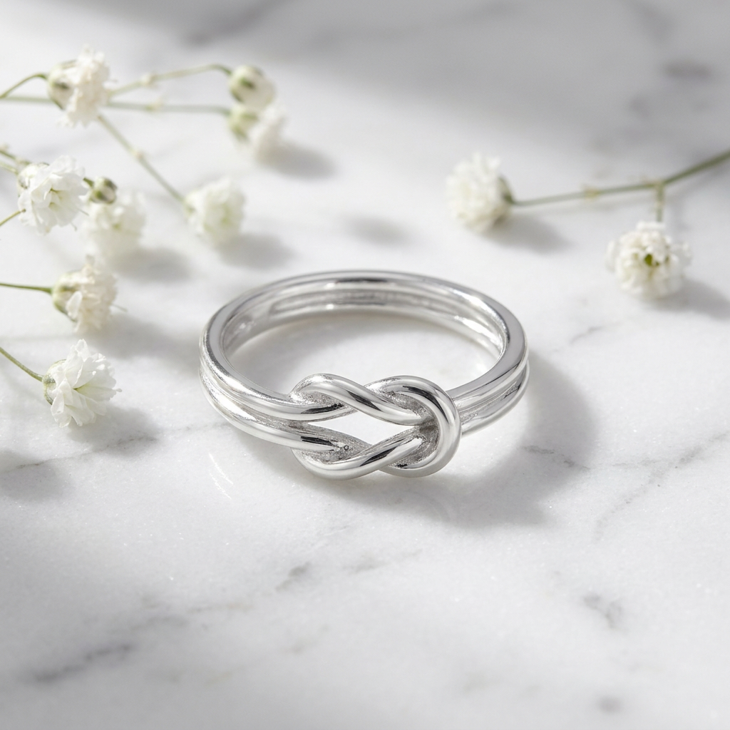 Sterling Silver Love Knot Promise Ring for Women life1