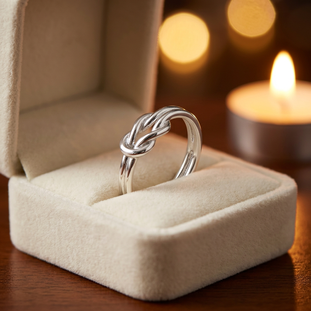 Sterling Silver Love Knot Promise Ring for Women life3