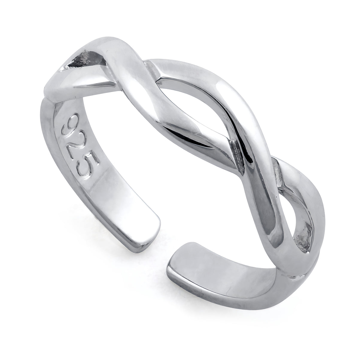 Sterling Silver 3.4mm Infinity Twist Braid Open Adjustable Ring for Women