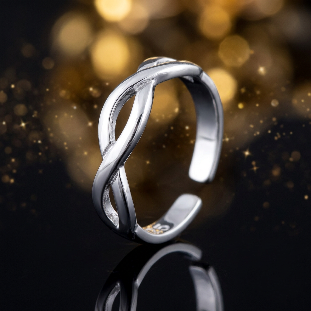 Sterling Silver 3.4mm Infinity Twist Braid Open Adjustable Ring for Women life4