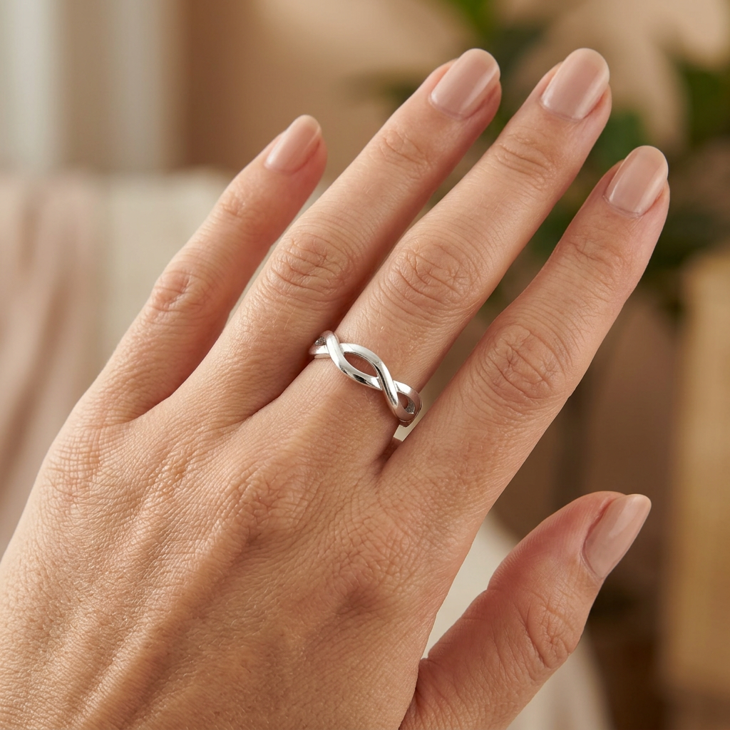 Sterling Silver 3.4mm Infinity Twist Braid Open Adjustable Ring for Women model