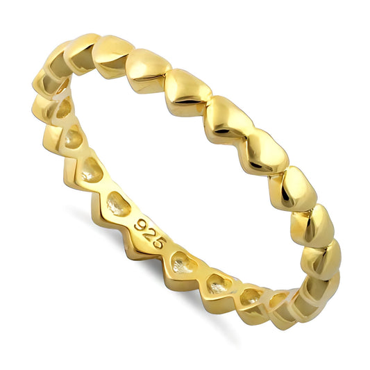 Sterling Silver 14k Gold Plated Tiny Hearts Eternity Stackable Band Ring for Women