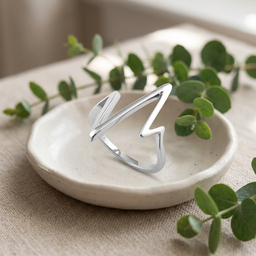 Sterling Silver 1.6mm Heartbeat Pulse Zigzag Statement Ring for Women life2