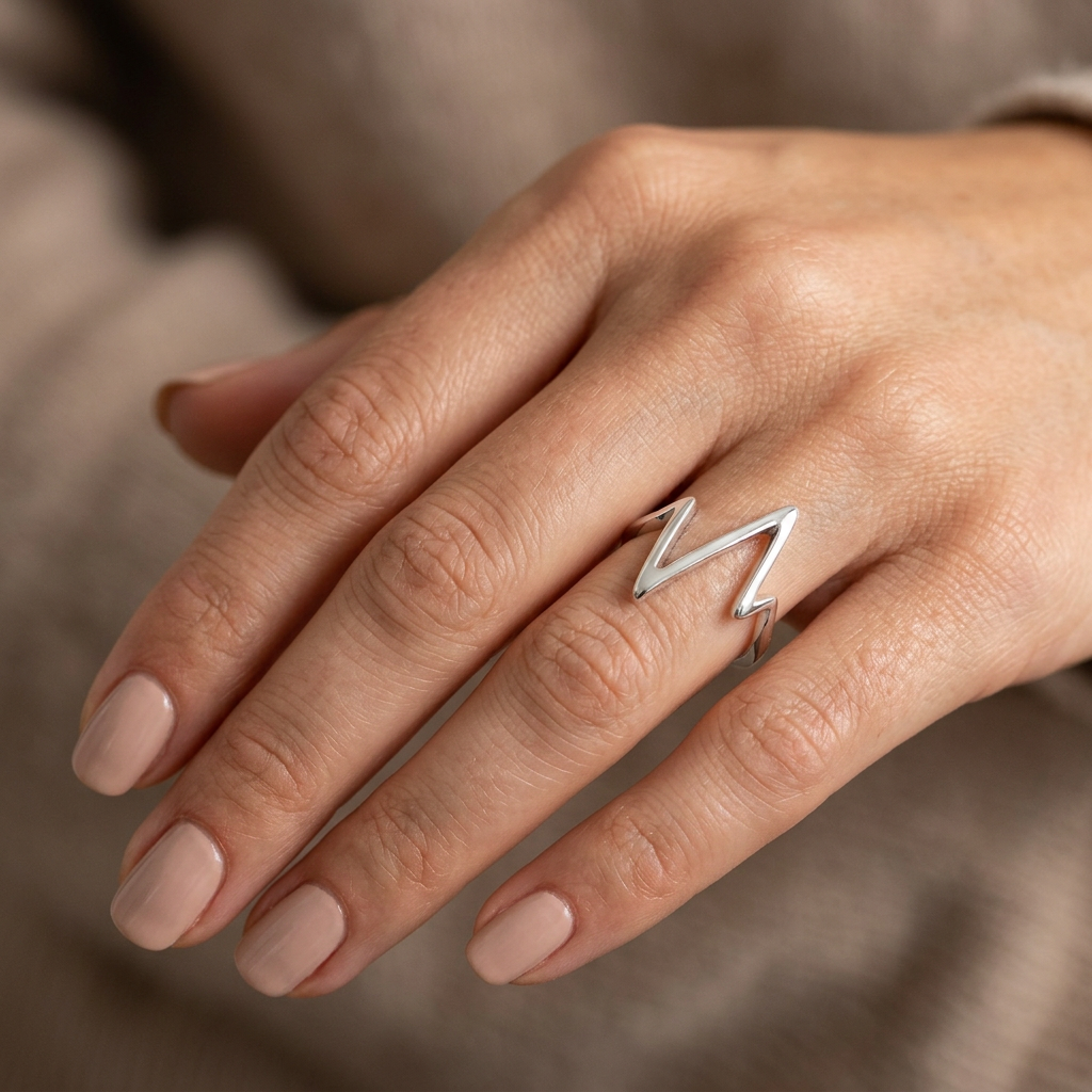 Sterling Silver 1.6mm Heartbeat Pulse Zigzag Statement Ring for Women model