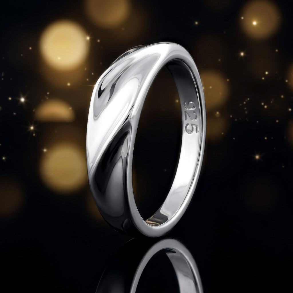 Sterling Silver 3.8mm Polished Sculpted Twist Top Band Ring for Women life4