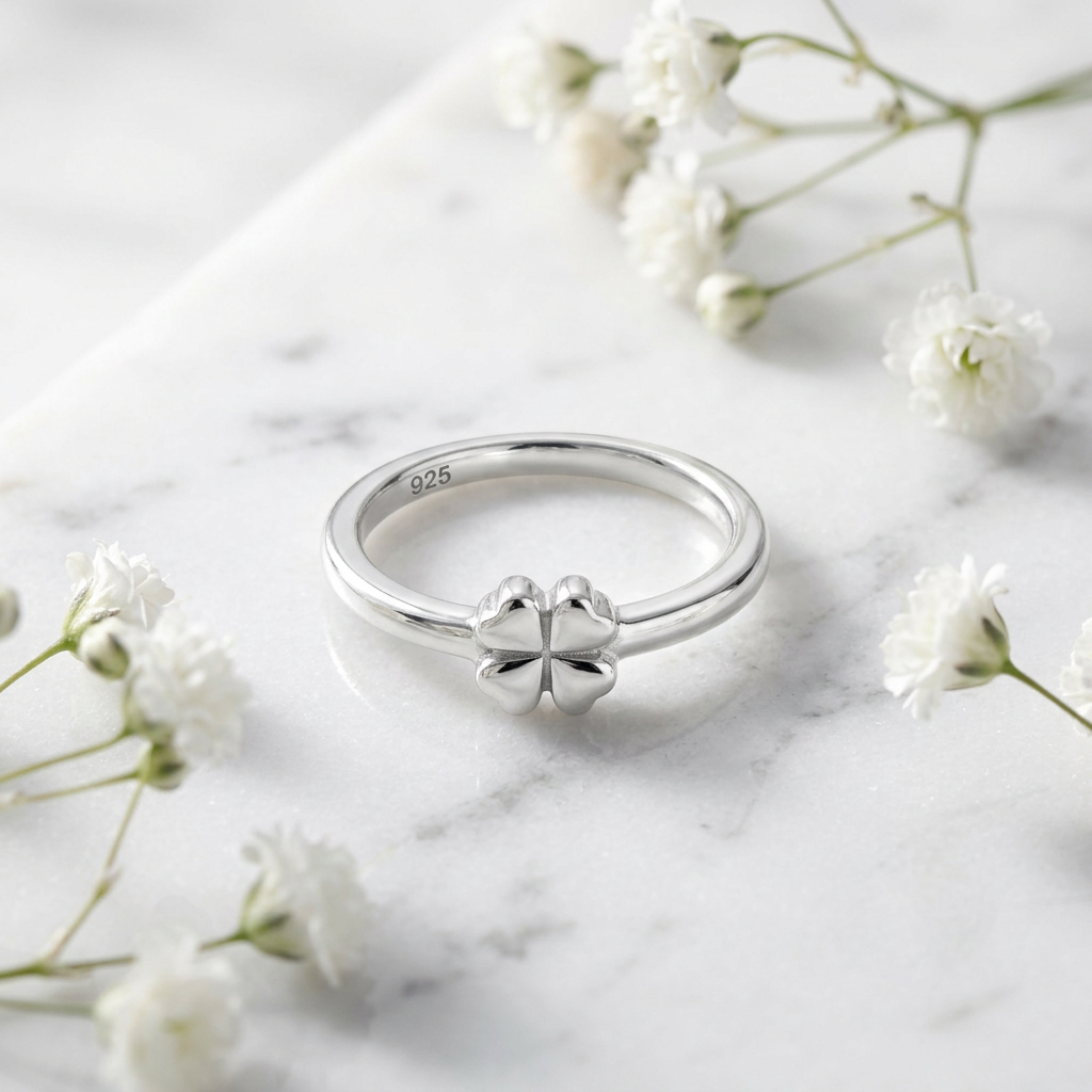 Sterling Silver Four Heart Clover Promise Ring for Women life1