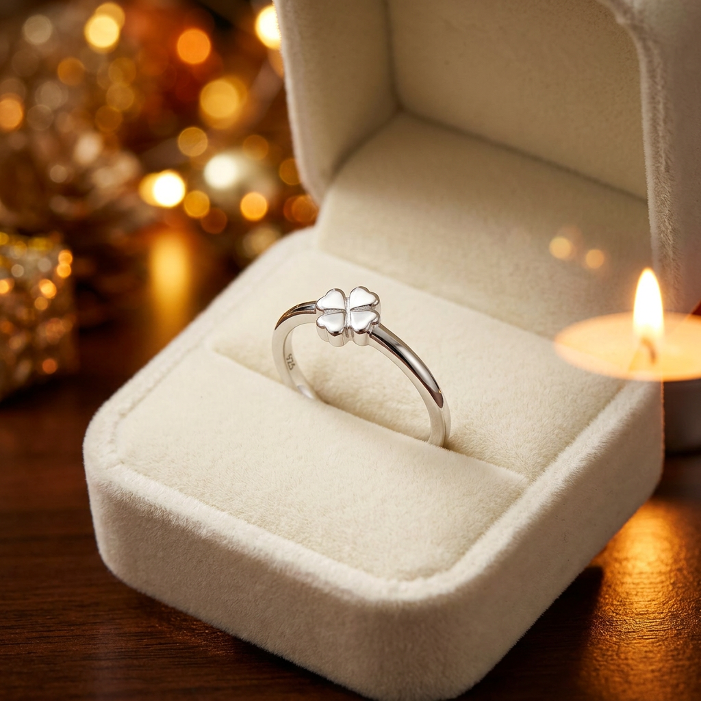 Sterling Silver Four Heart Clover Promise Ring for Women life3