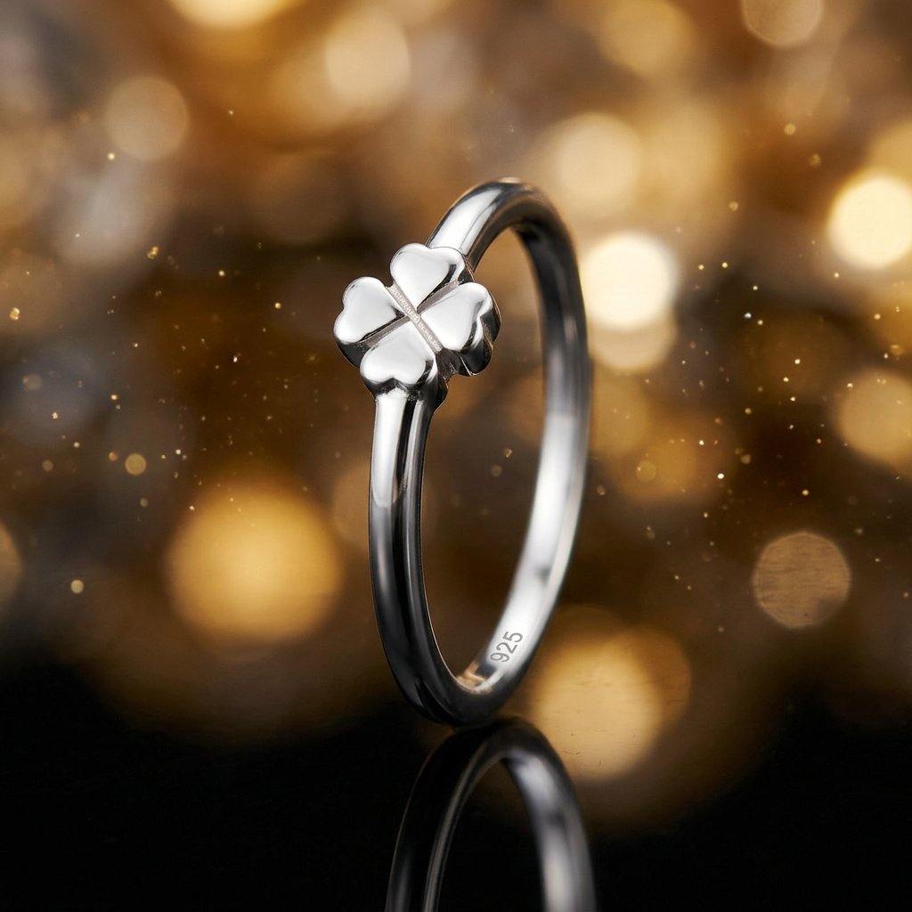 Sterling Silver Four Heart Clover Promise Ring for Women life4