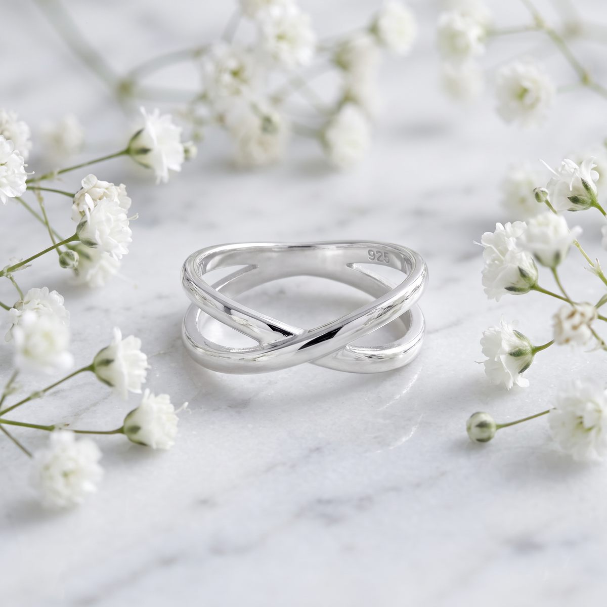 Sterling Silver 6.5mm Double Crossover Statement Ring for Women life1