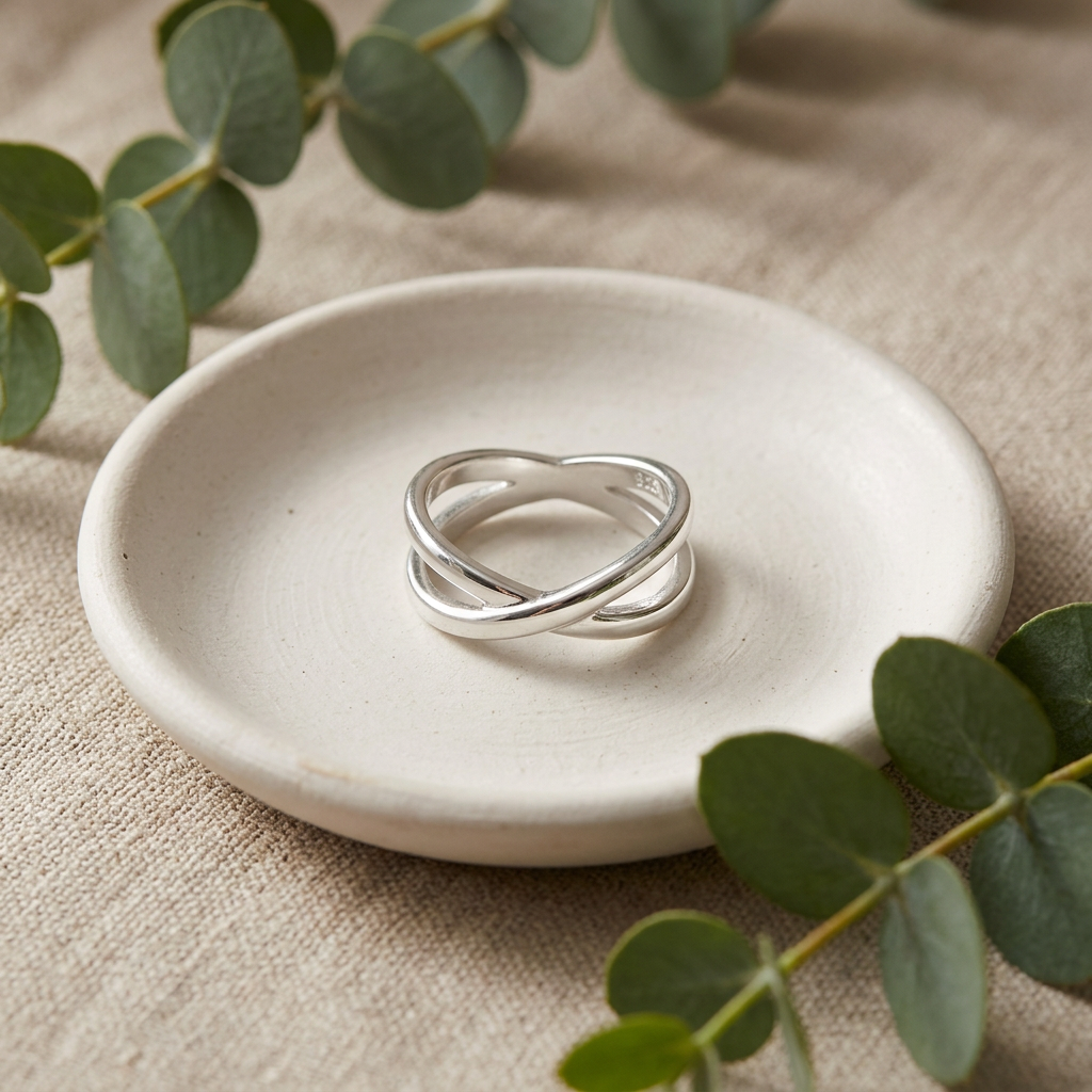 Sterling Silver 6.5mm Double Crossover Statement Ring for Women life2