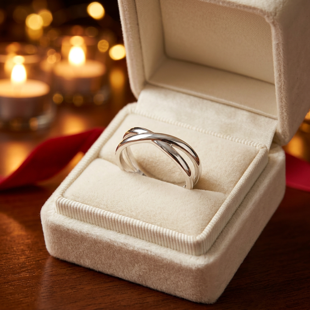 Sterling Silver 6.5mm Double Crossover Statement Ring for Women life3