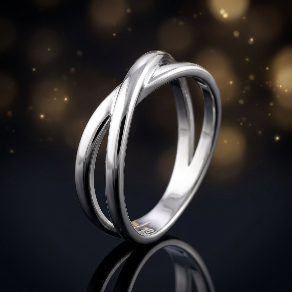 Sterling Silver 6.5mm Double Crossover Statement Ring for Women life4