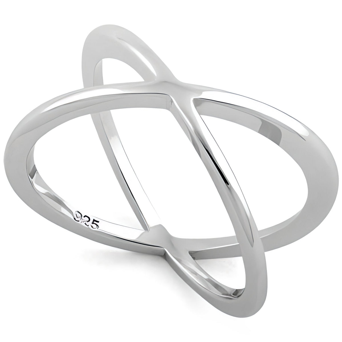 Sterling Silver 11.2mm Open Criss Cross X Orbit Statement Ring for Women