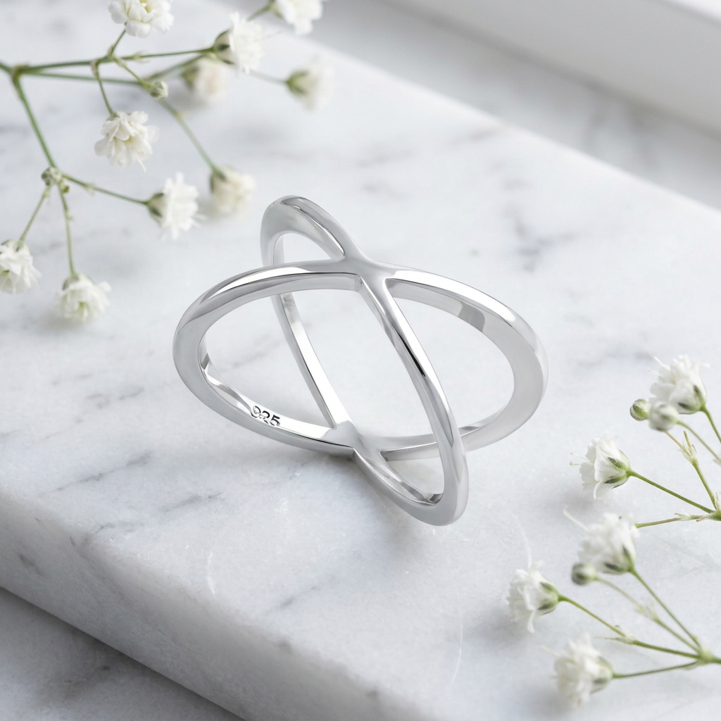 Sterling Silver 11.2mm Open Criss Cross X Orbit Statement Ring for Women life1