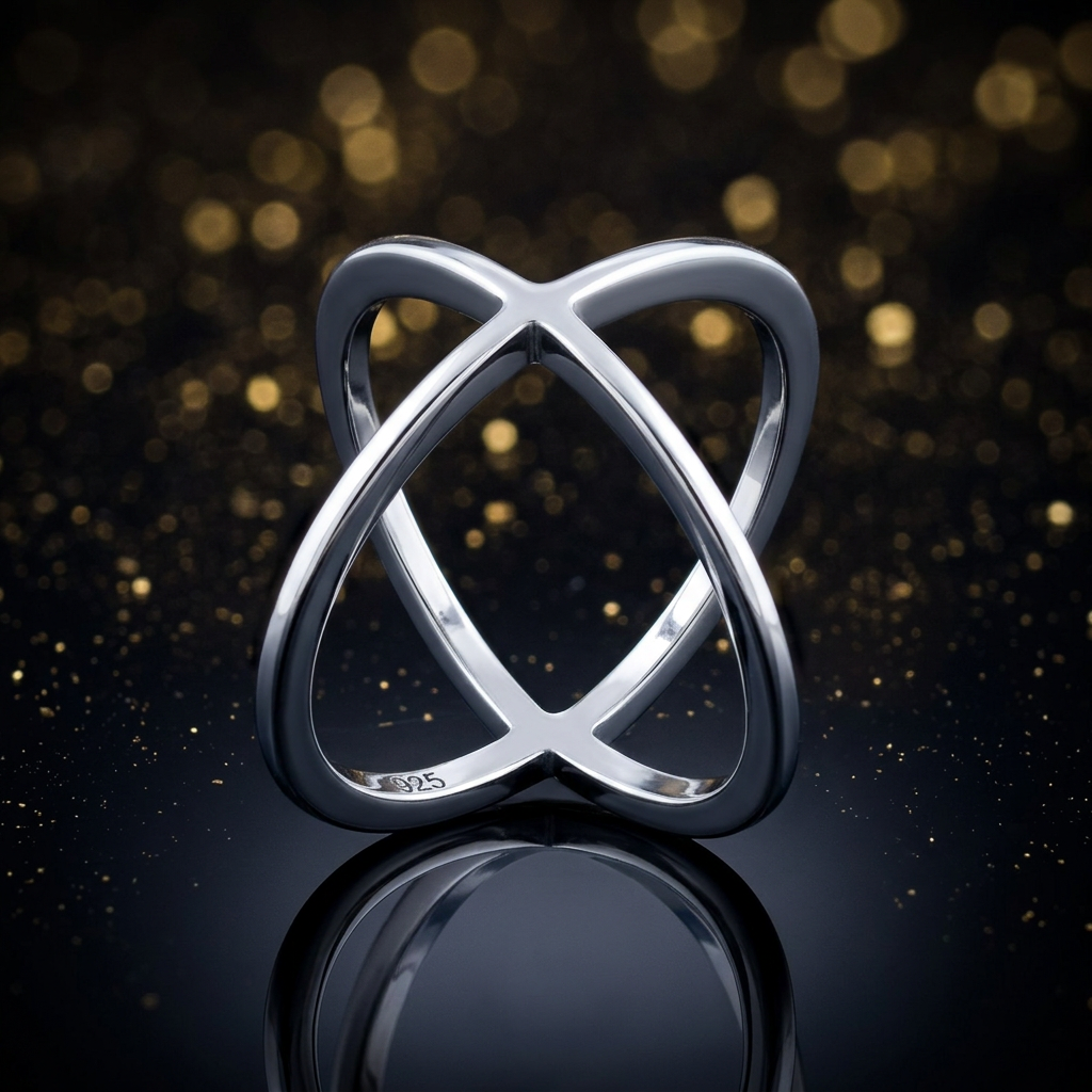 Sterling Silver 11.2mm Open Criss Cross X Orbit Statement Ring for Women life4