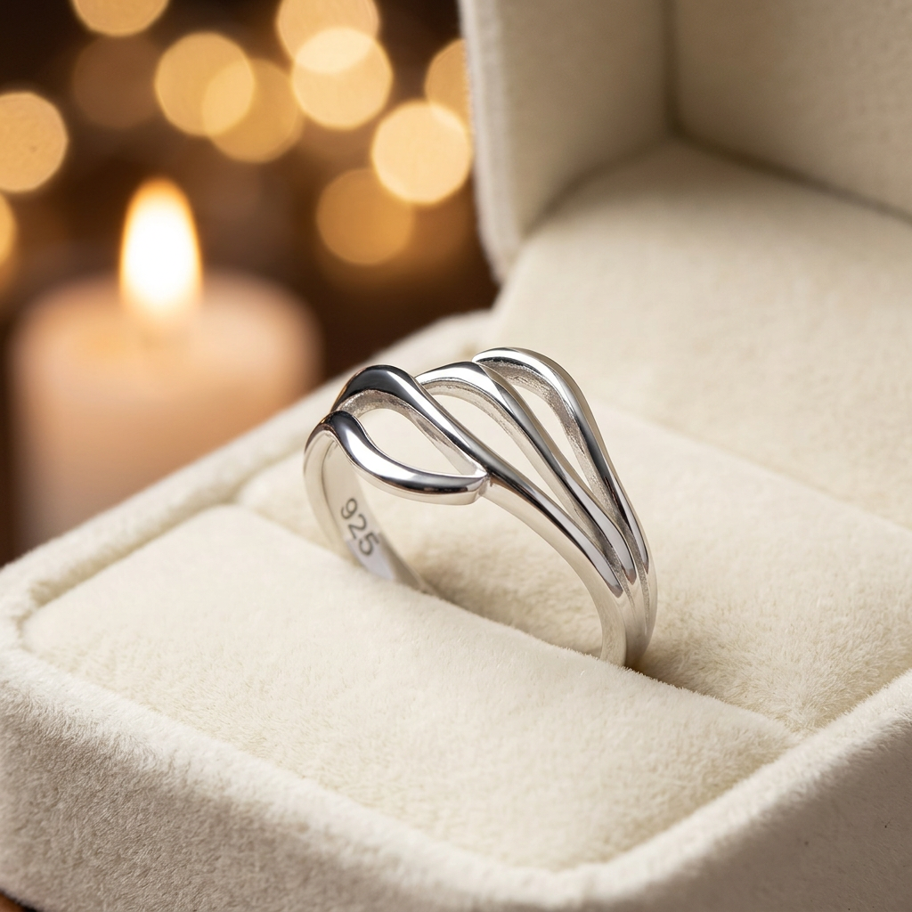 Sterling Silver 3.1mm Flowing Triple Curve Openwork Ring for Women life3