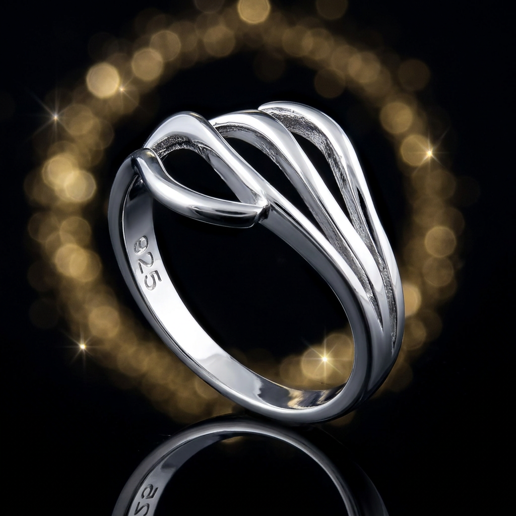 Sterling Silver 3.1mm Flowing Triple Curve Openwork Ring for Women life4