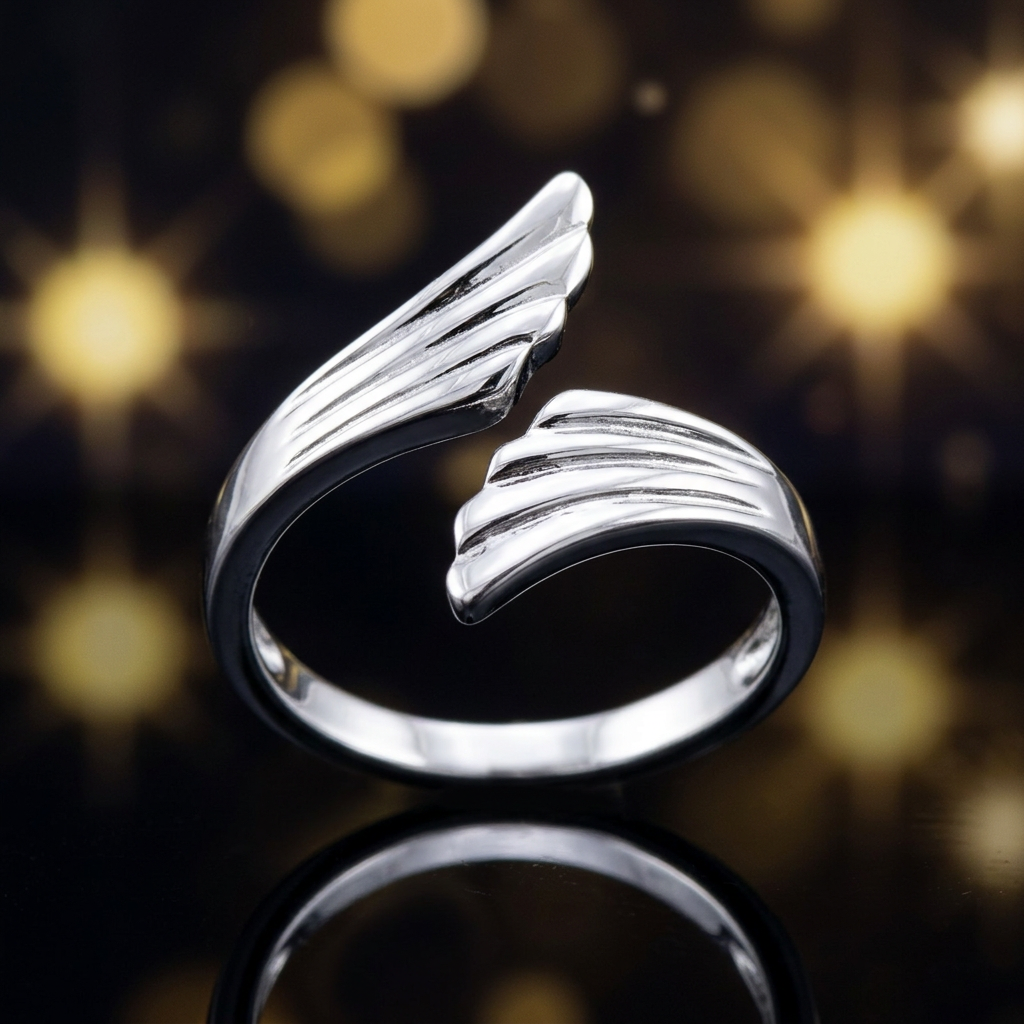 Sterling Silver 2.7mm Angel Wings Bypass Open Wrap Ring for Women life4