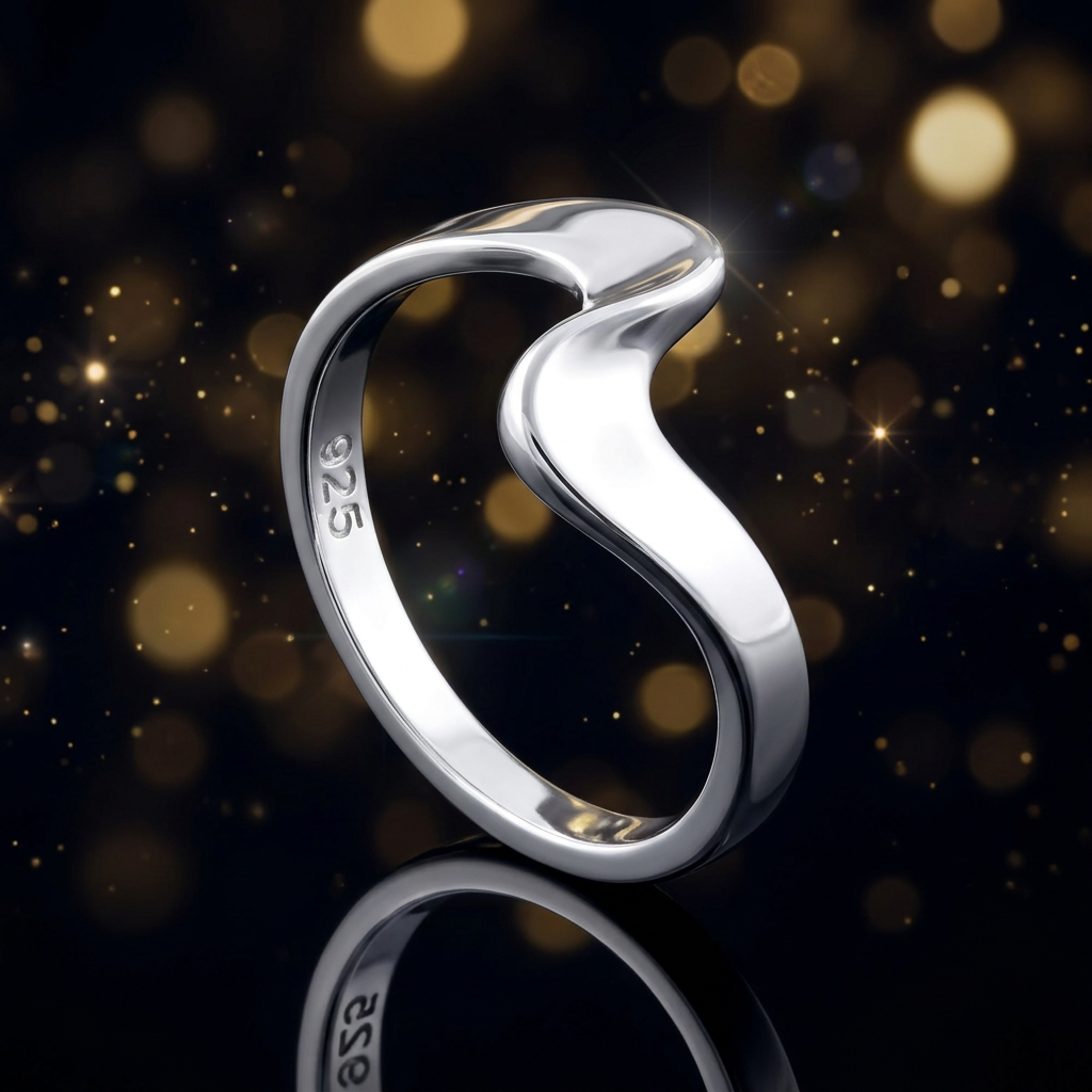 Sterling Silver 2.7mm Sculpted Wave Twist Ring for Women life4