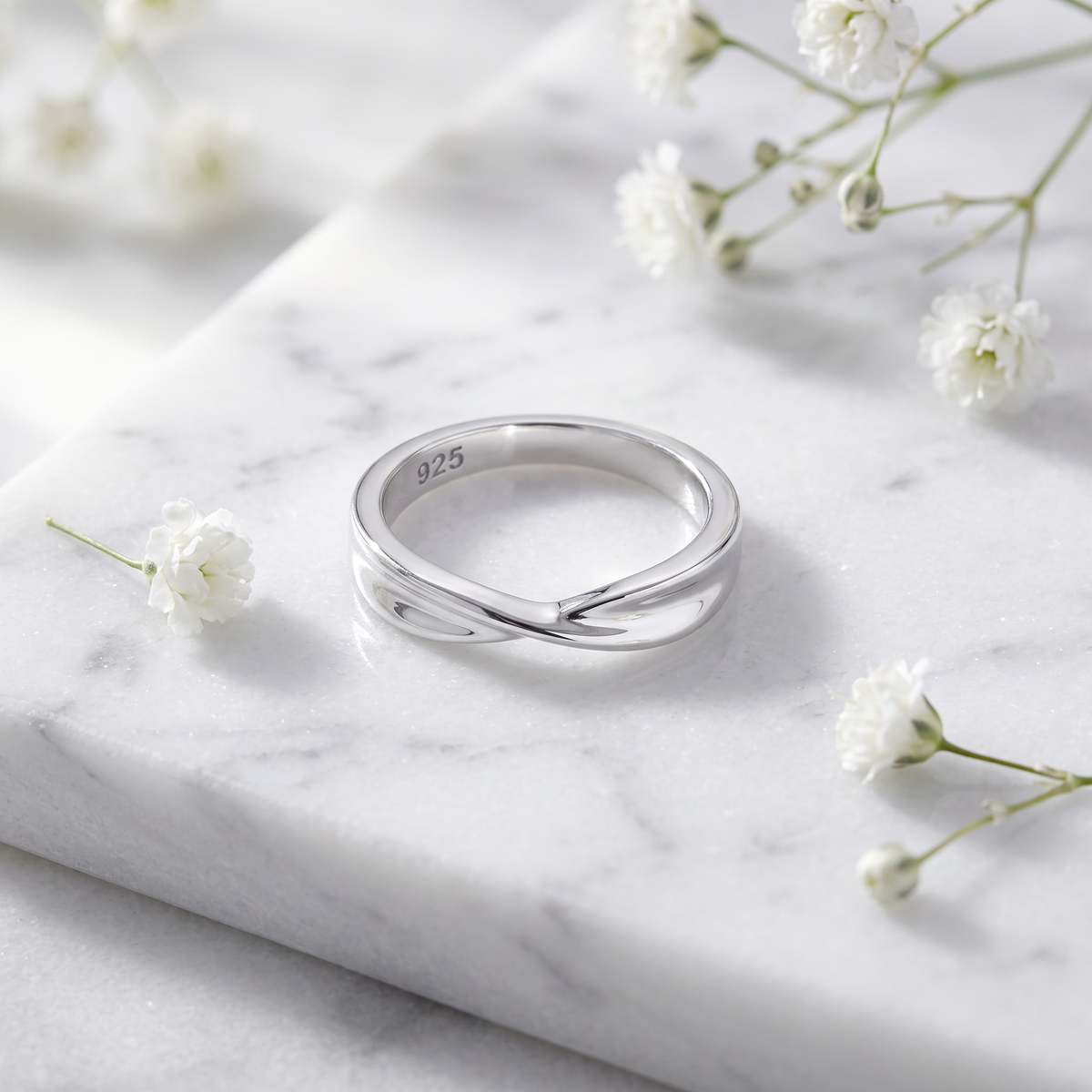 Sterling Silver Twisted Crossover Stacking Ring for Women life1