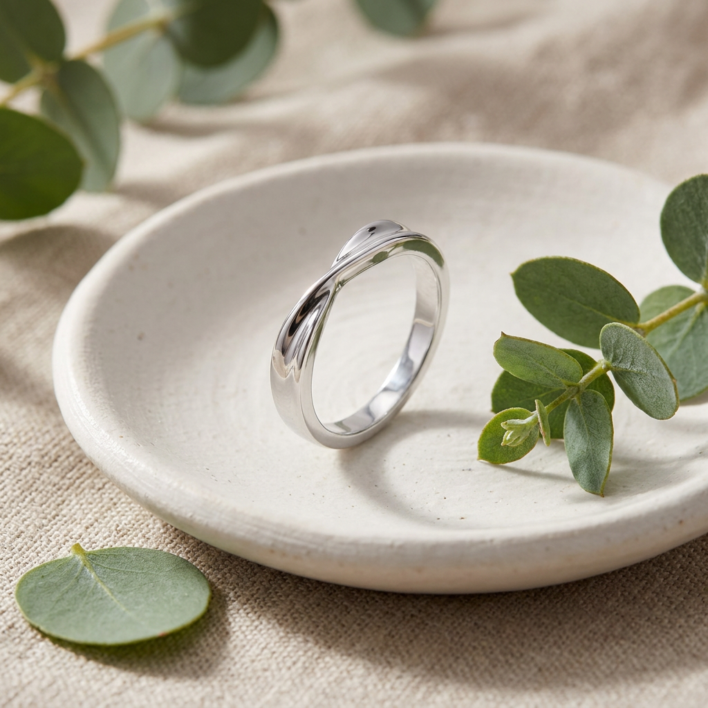 Sterling Silver Twisted Crossover Stacking Ring for Women life2