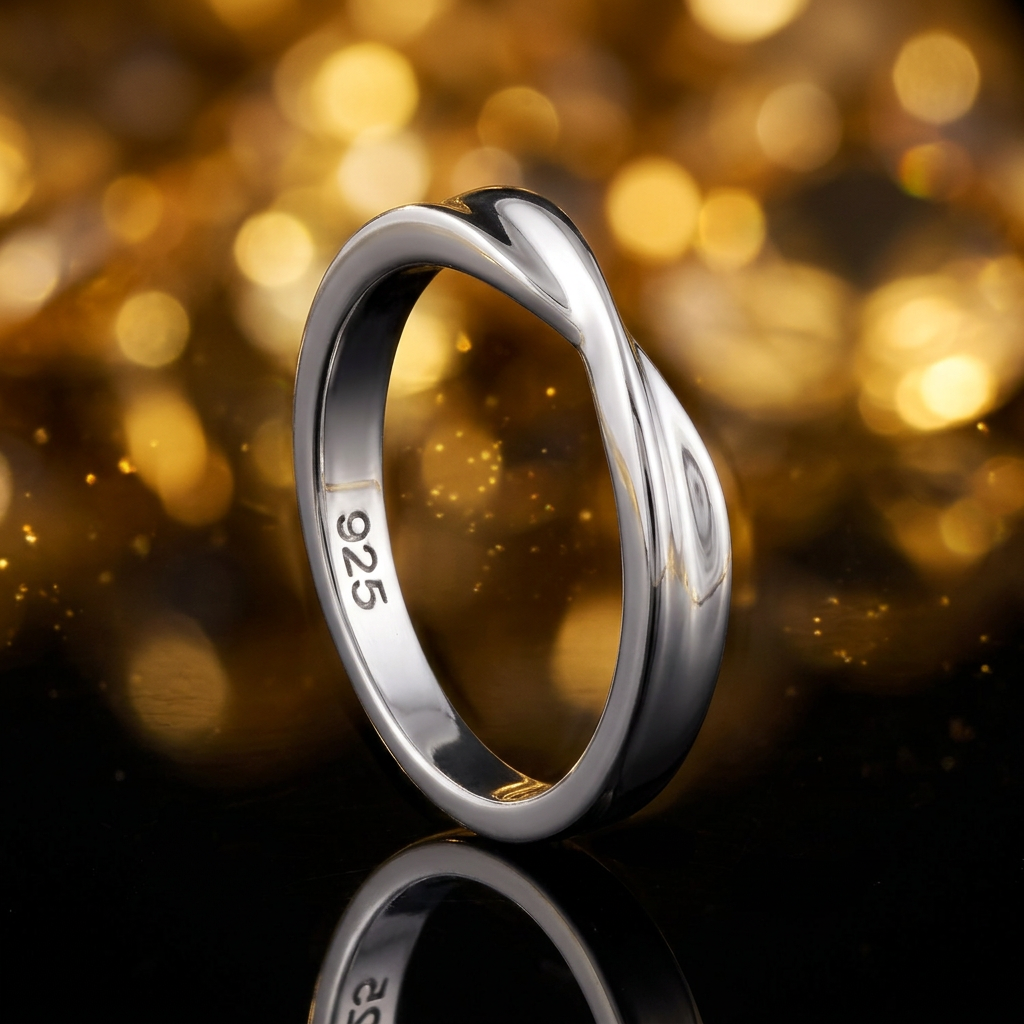 Sterling Silver Twisted Crossover Stacking Ring for Women life4