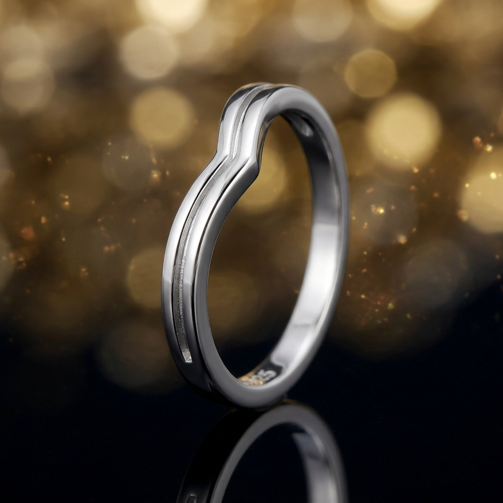 Sterling Silver Double Row Chevron Ring for Women life4